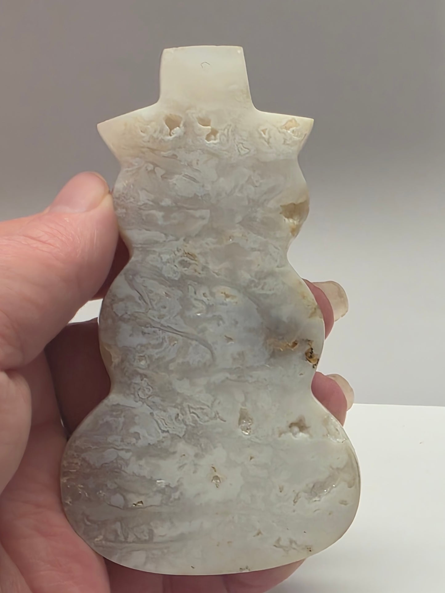 Plume Agate Snowman with Druzy