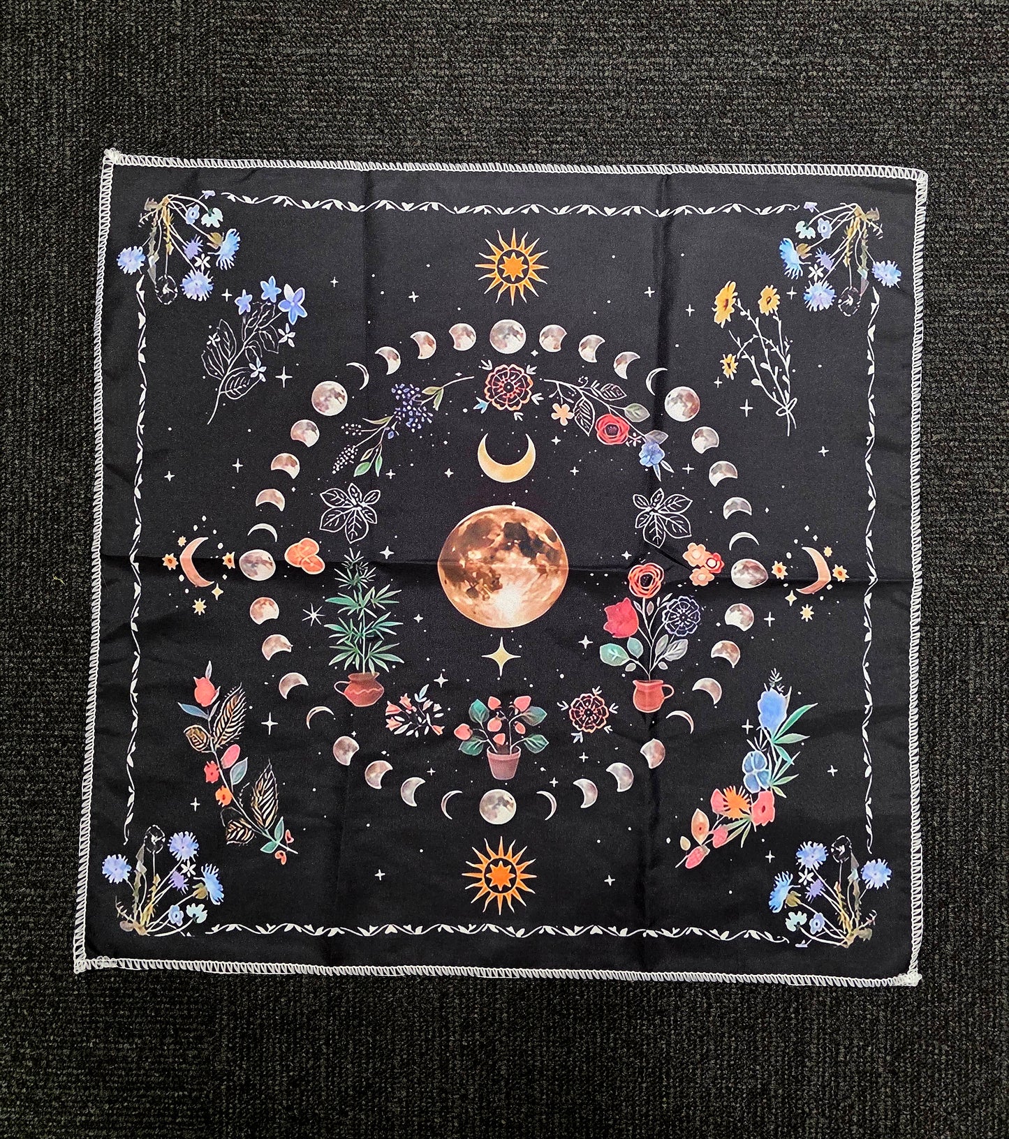 Moon Phase & Botanical Altar Cloth