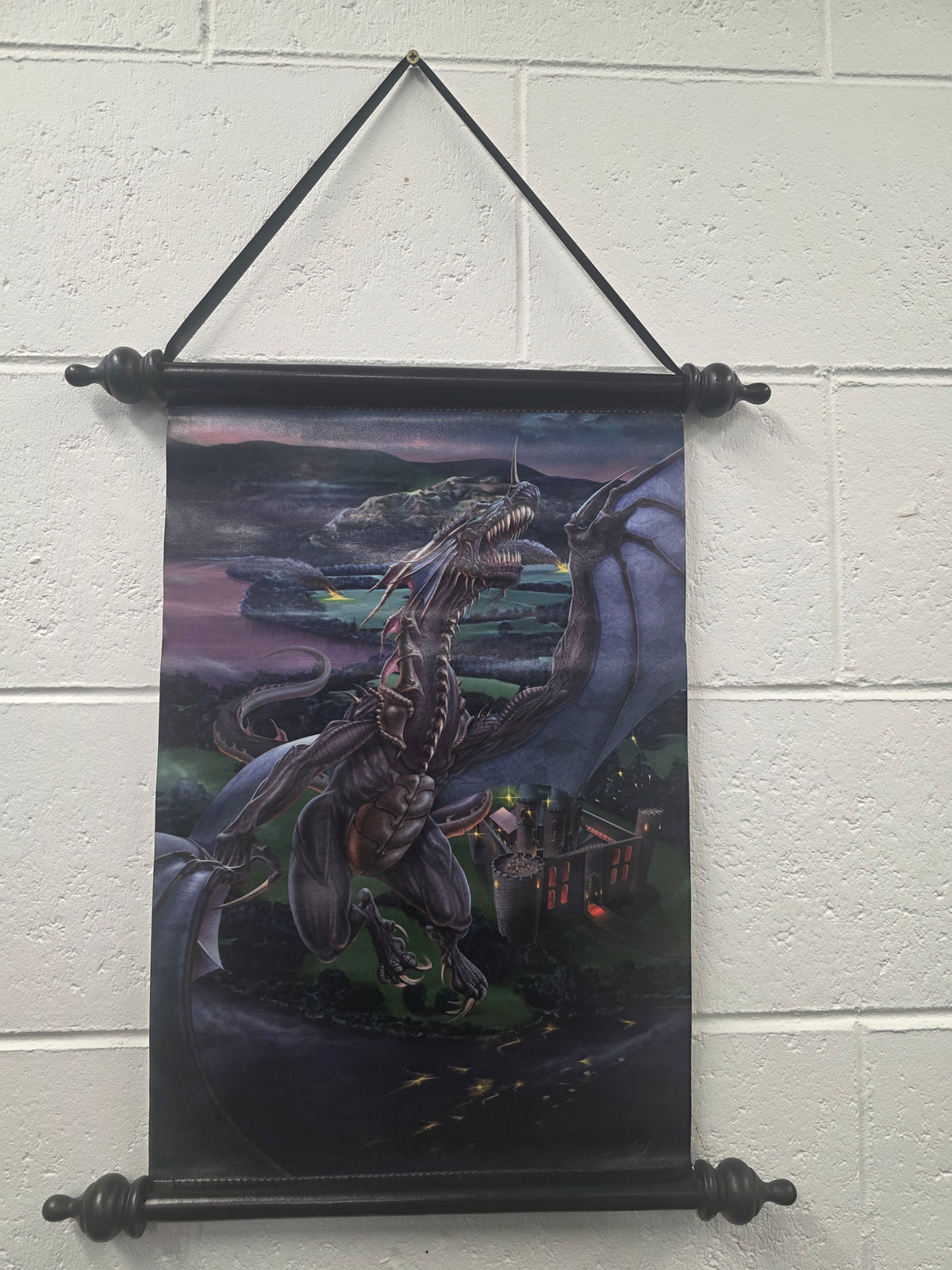 Dragon Over Castle Fantasy Wall Hanging