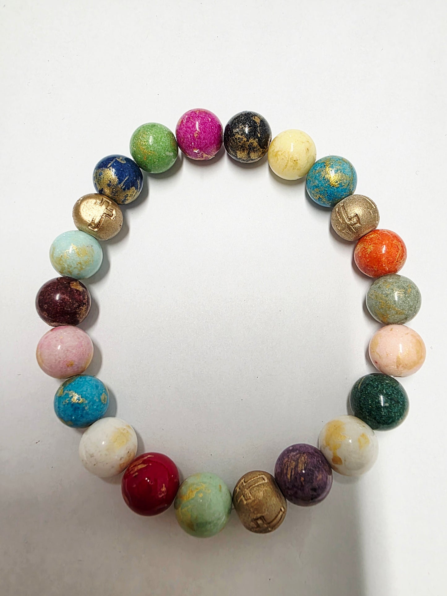 Colourful Mashan Jade Beaded Bracelet
