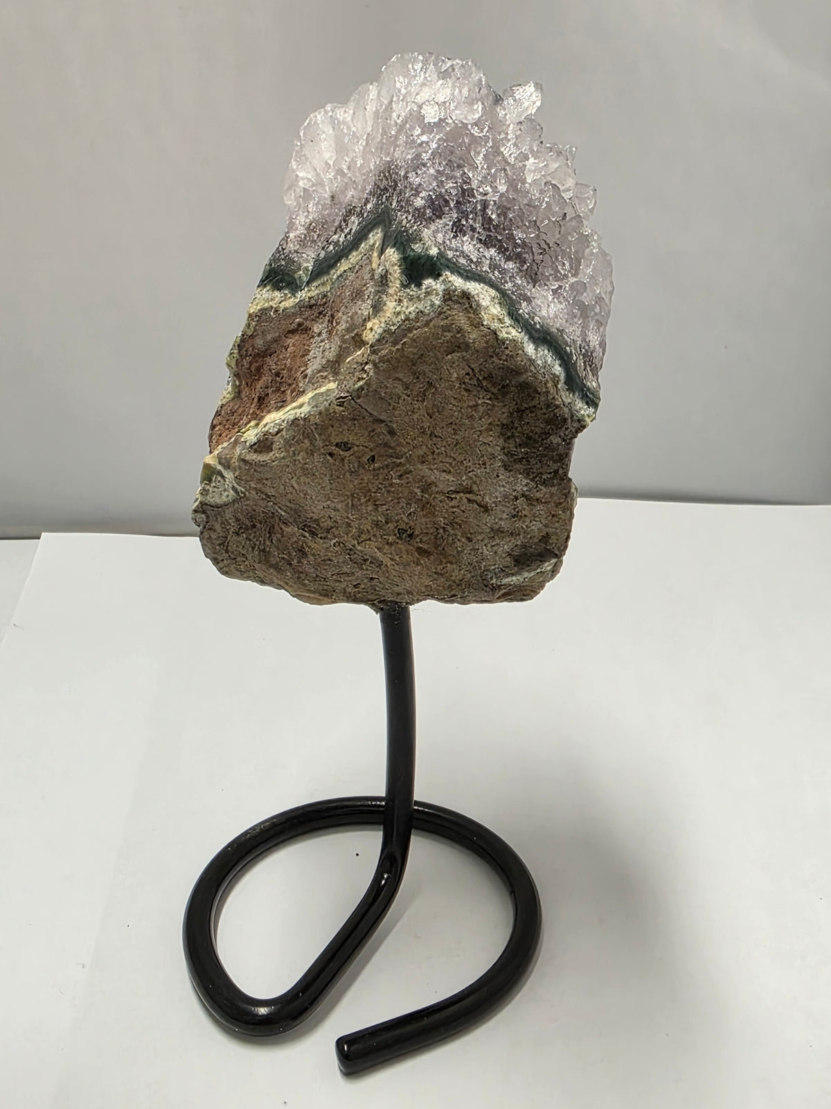 Pale Amethyst Cluster on Metal Stand