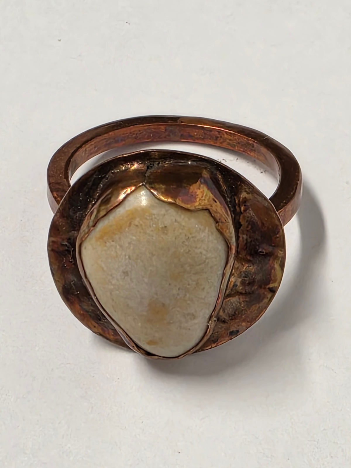 Handmade Copper & Stone Statement Ring – US Size 8.5