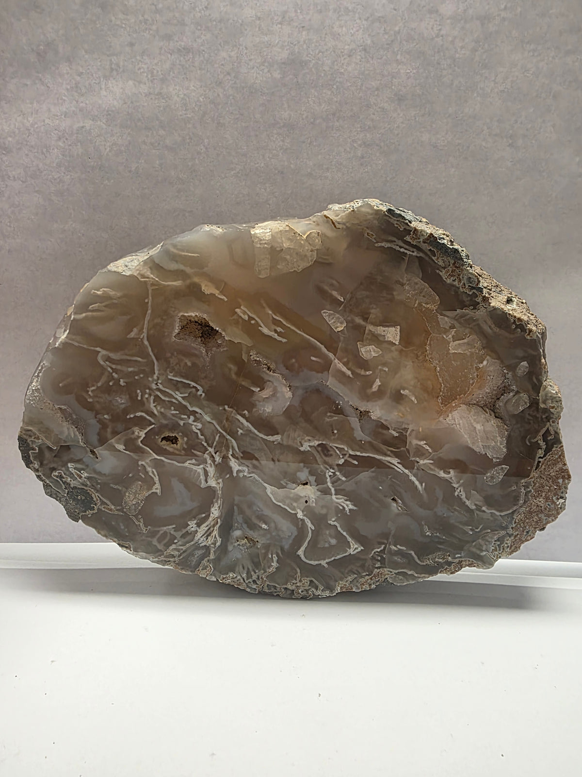 Large Natural Agate Slice with Druzy – Polished Face
