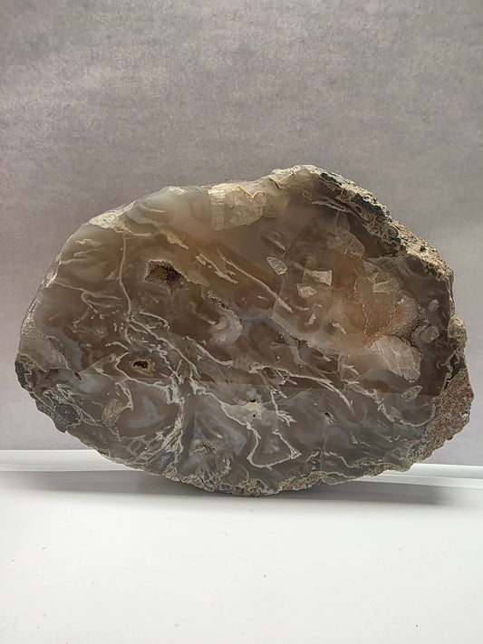 Large Natural Agate Slice with Druzy – Polished Face