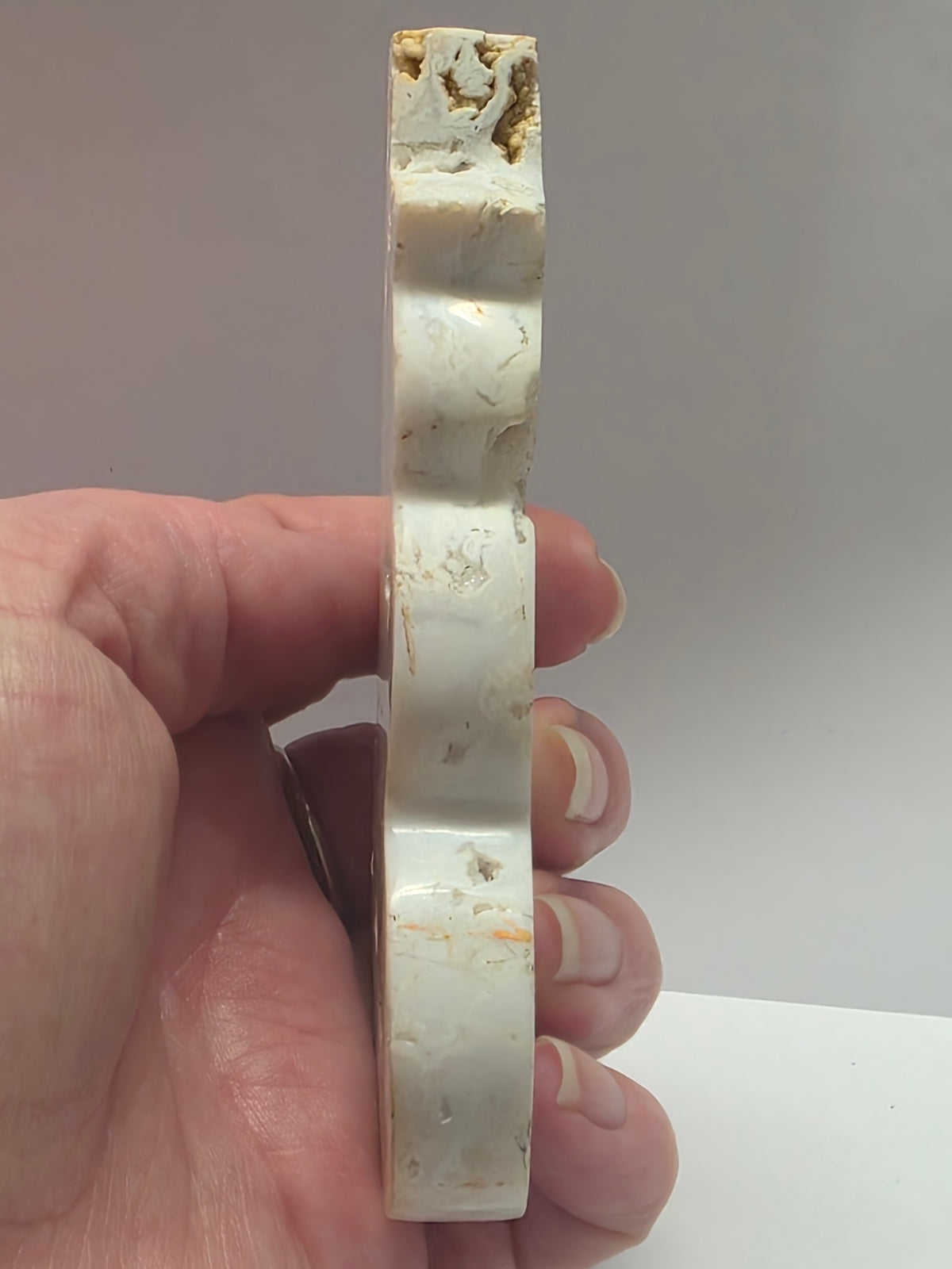 Plume Agate Snowman with Druzy