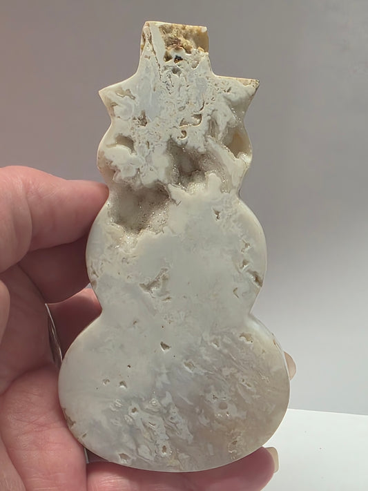 Plume Agate Snowman with Druzy