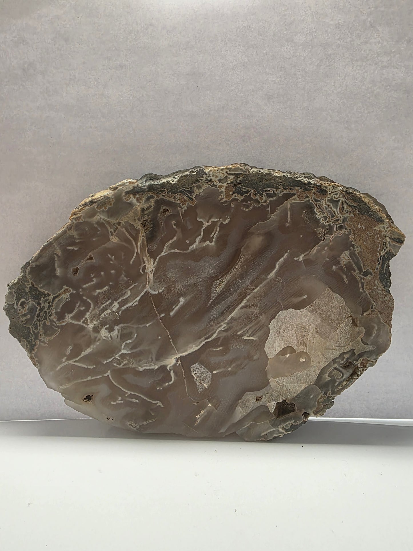 Large Natural Agate Slice with Druzy – Polished Face