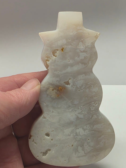 Plume Agate Snowman with Druzy