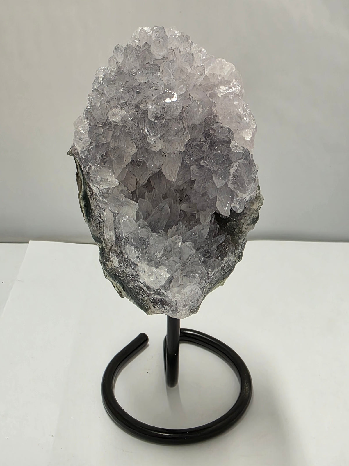 Pale Amethyst Cluster on Metal Stand