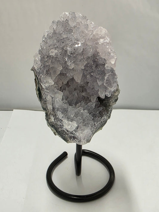 Pale Amethyst Cluster on Metal Stand