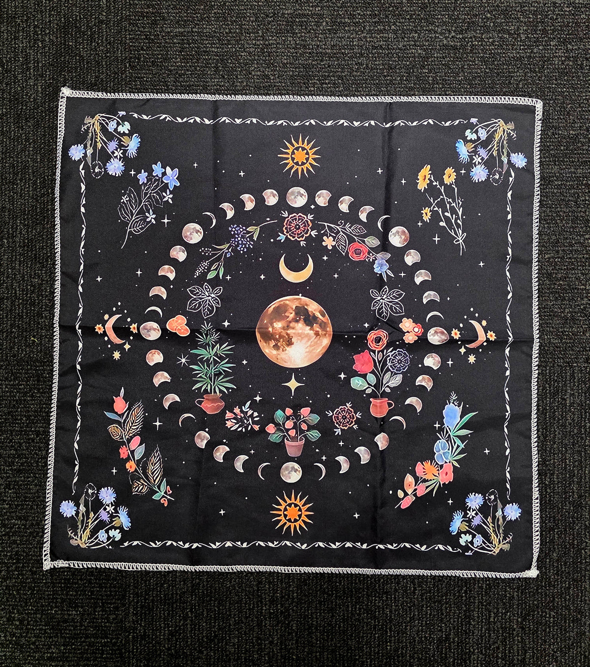 Moon Phase & Botanical Altar Cloth