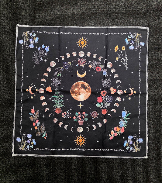 Moon Phase & Botanical Altar Cloth