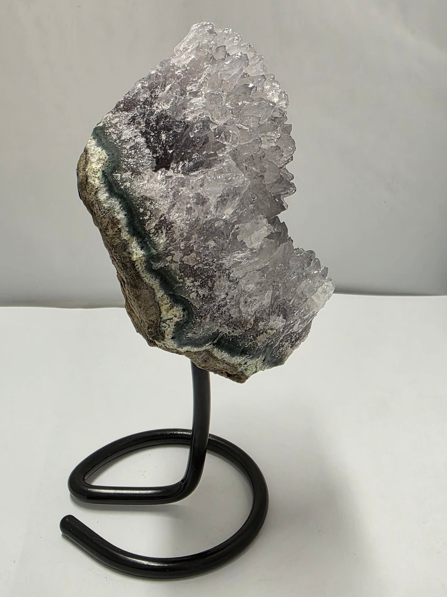 Pale Amethyst Cluster on Metal Stand