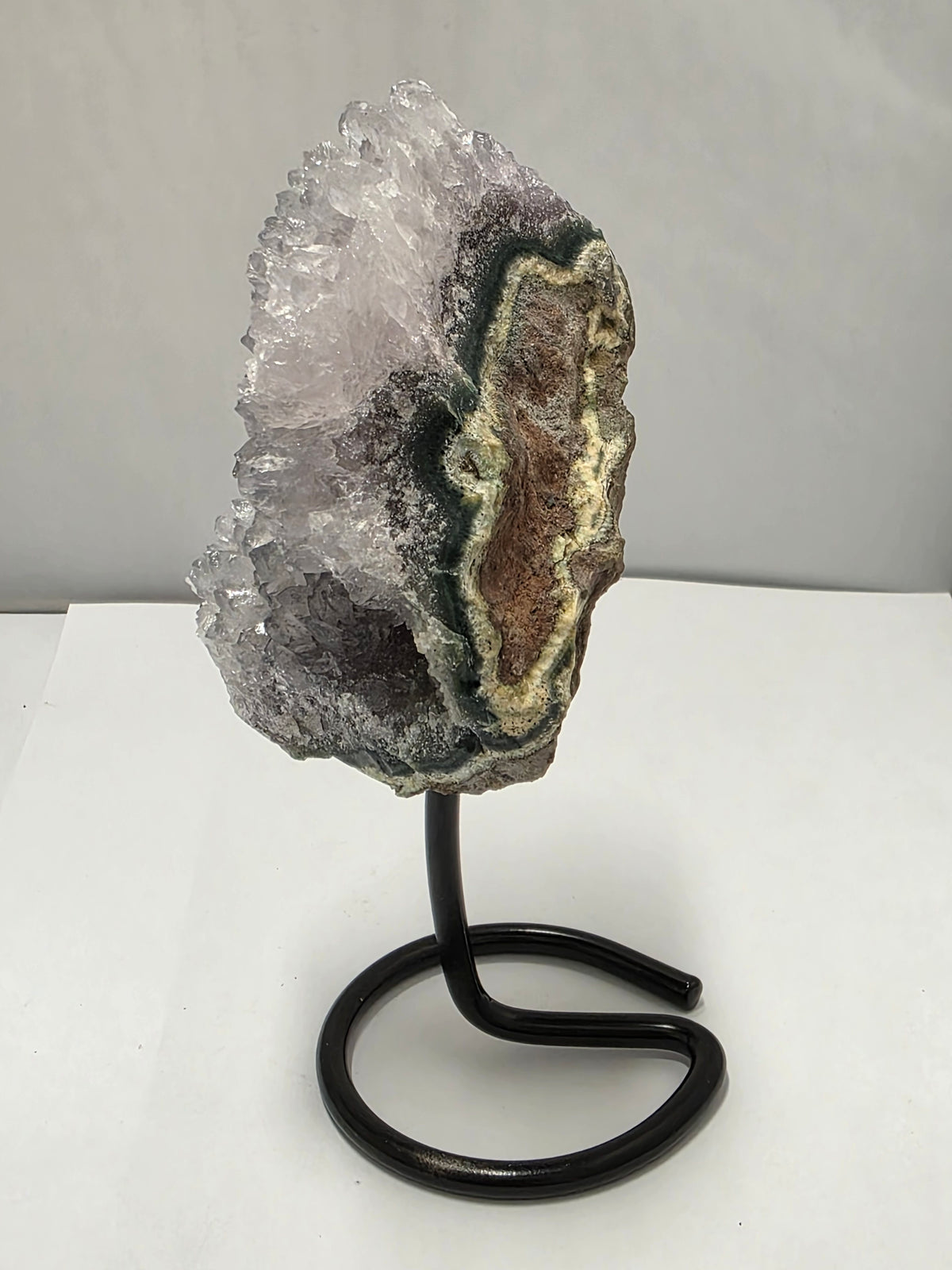 Pale Amethyst Cluster on Metal Stand