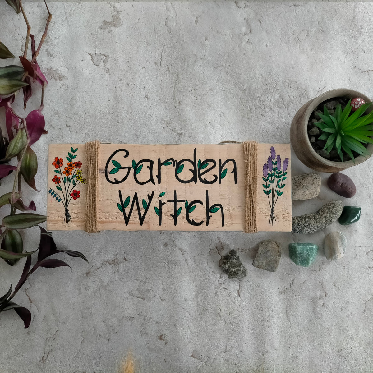 Handmade Wooden Sign – “Garden Witch"