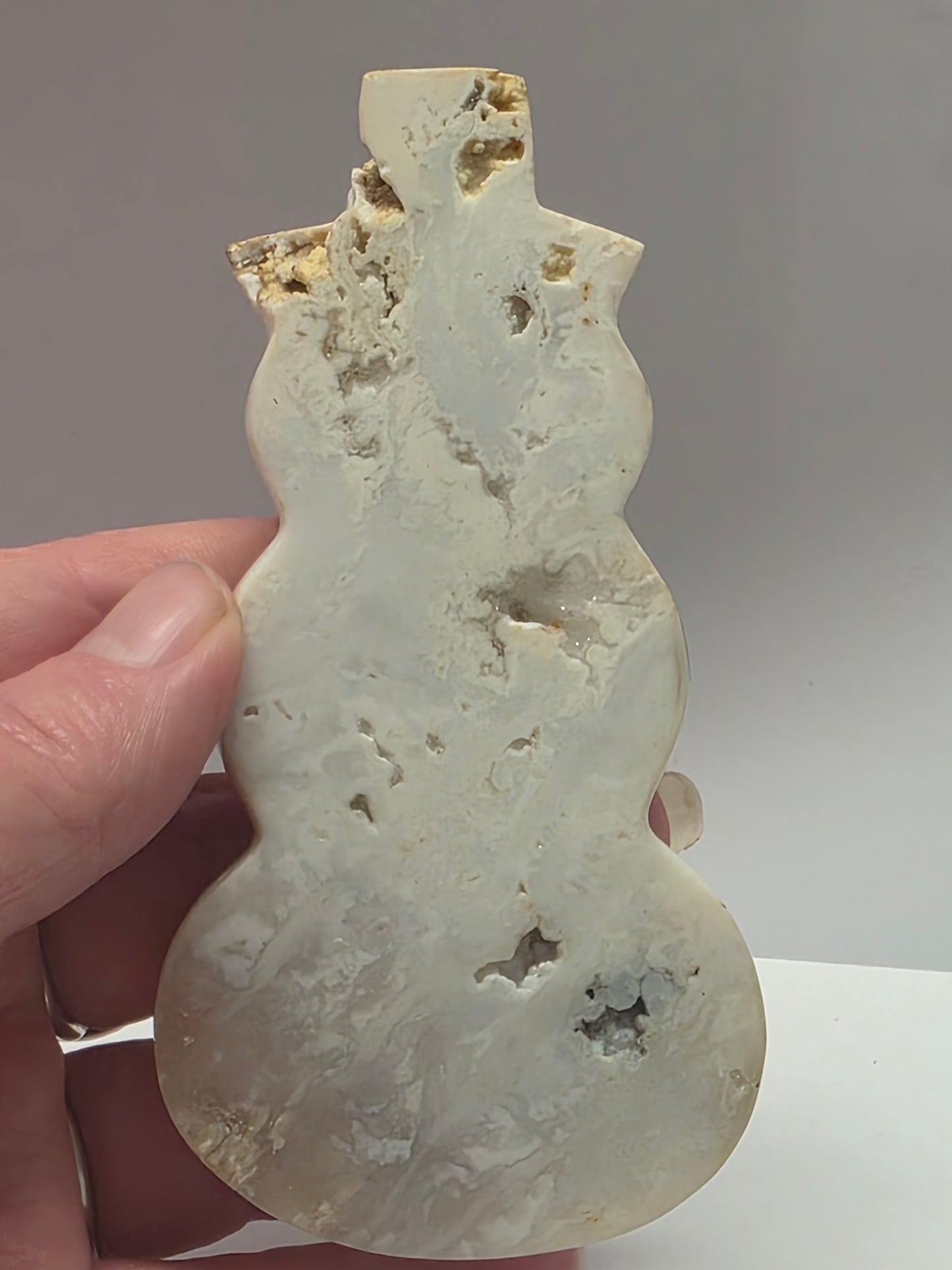 Plume Agate Snowman with Druzy