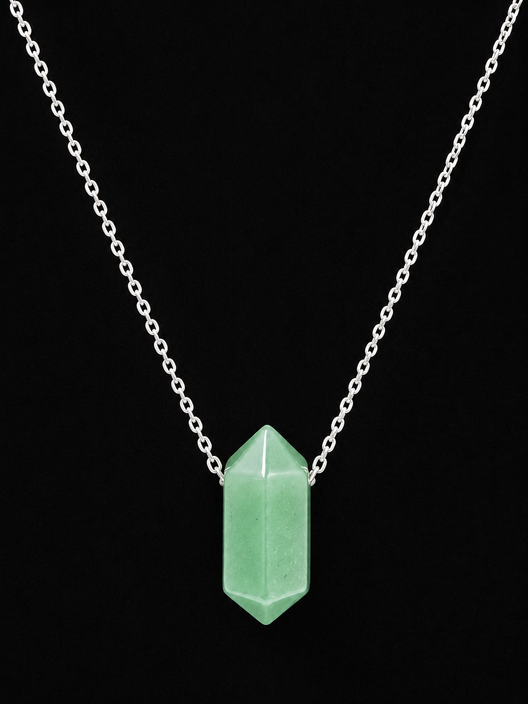 Green Aventurine Double Point Crystal Necklace