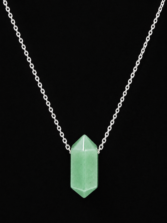 Green Aventurine Double Point Crystal Necklace
