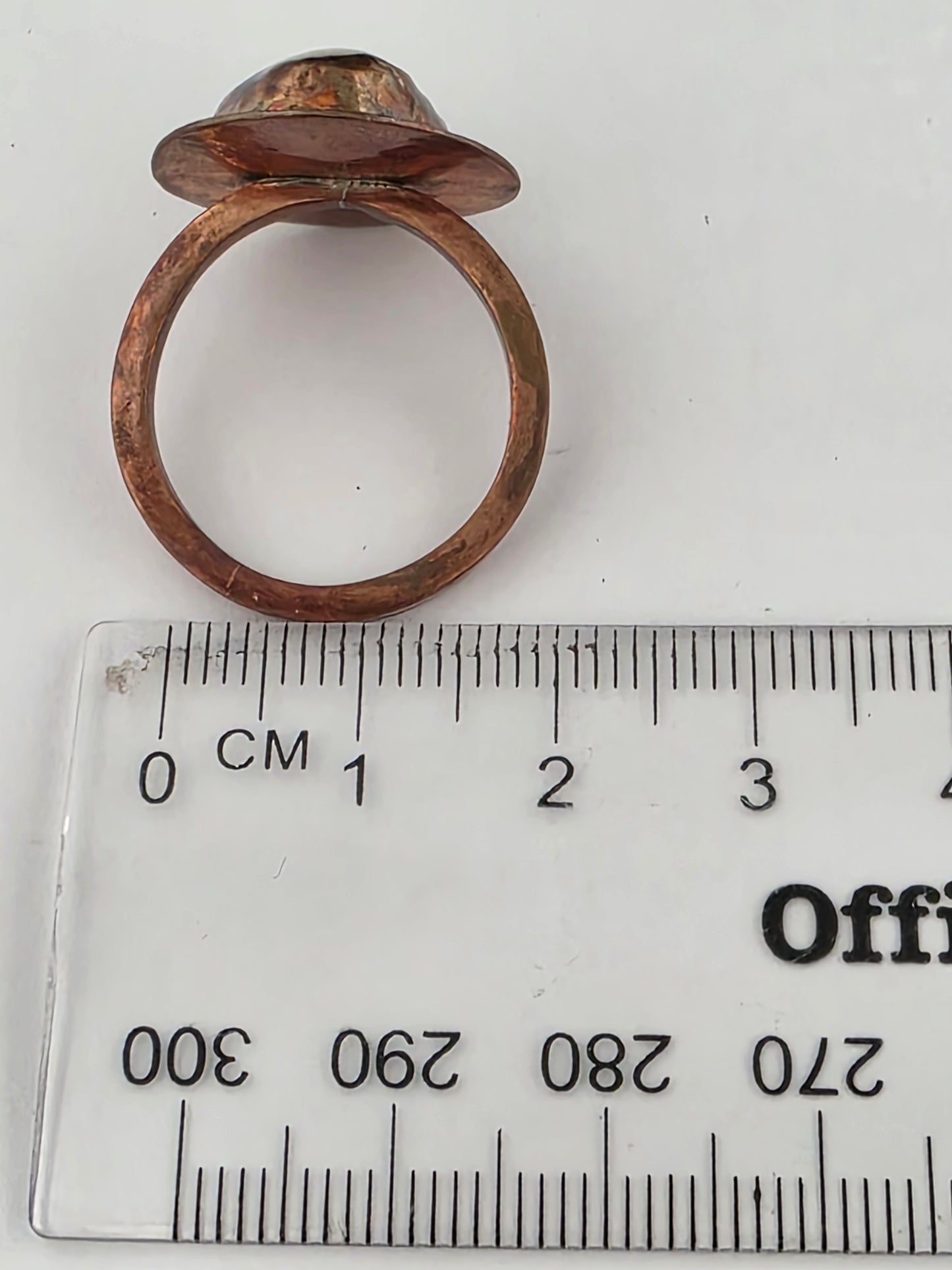 Handmade Copper & Stone Statement Ring – US Size 8.5