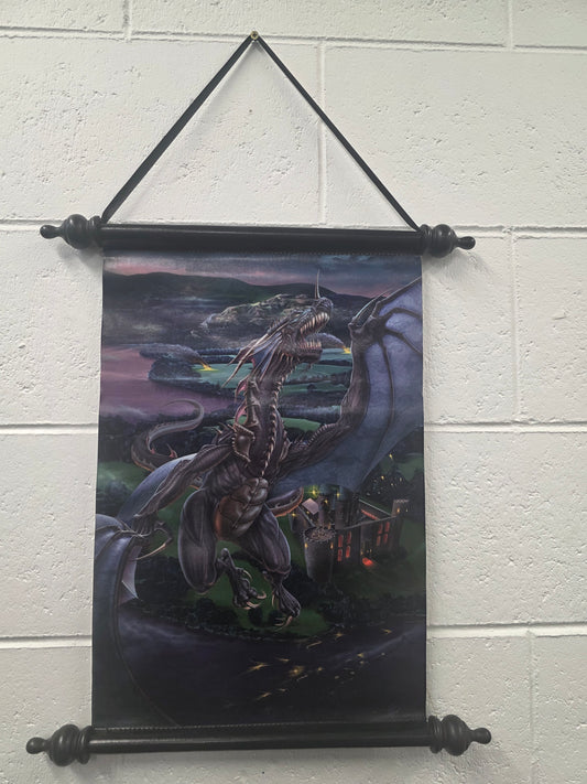 Dragon Over Castle Fantasy Wall Hanging